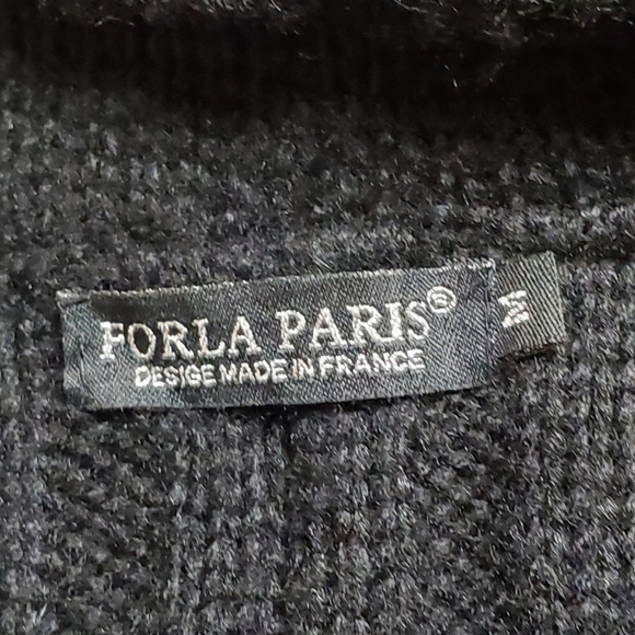 FORLA Paris Boho Goth Black Eyelet Lace Sequin Asymmetrical Tie-Waist Cardigan - Picture 15 of 16